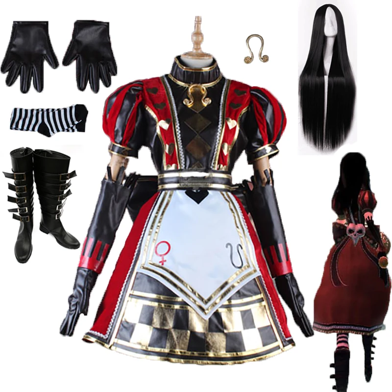 

Alice: Madness Returns Cosplay Costume Updated Version Royal/Playing Cards Uniform Dress wig Outfit Party Role Play Clothing