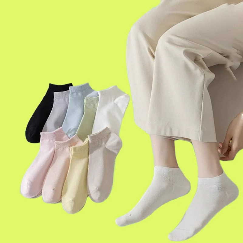 Chaussettes basses décontractées pour femmes et filles, polyvalentes, confortables, jolies couleurs, blanches, respirantes, bateau, 5/10 paires