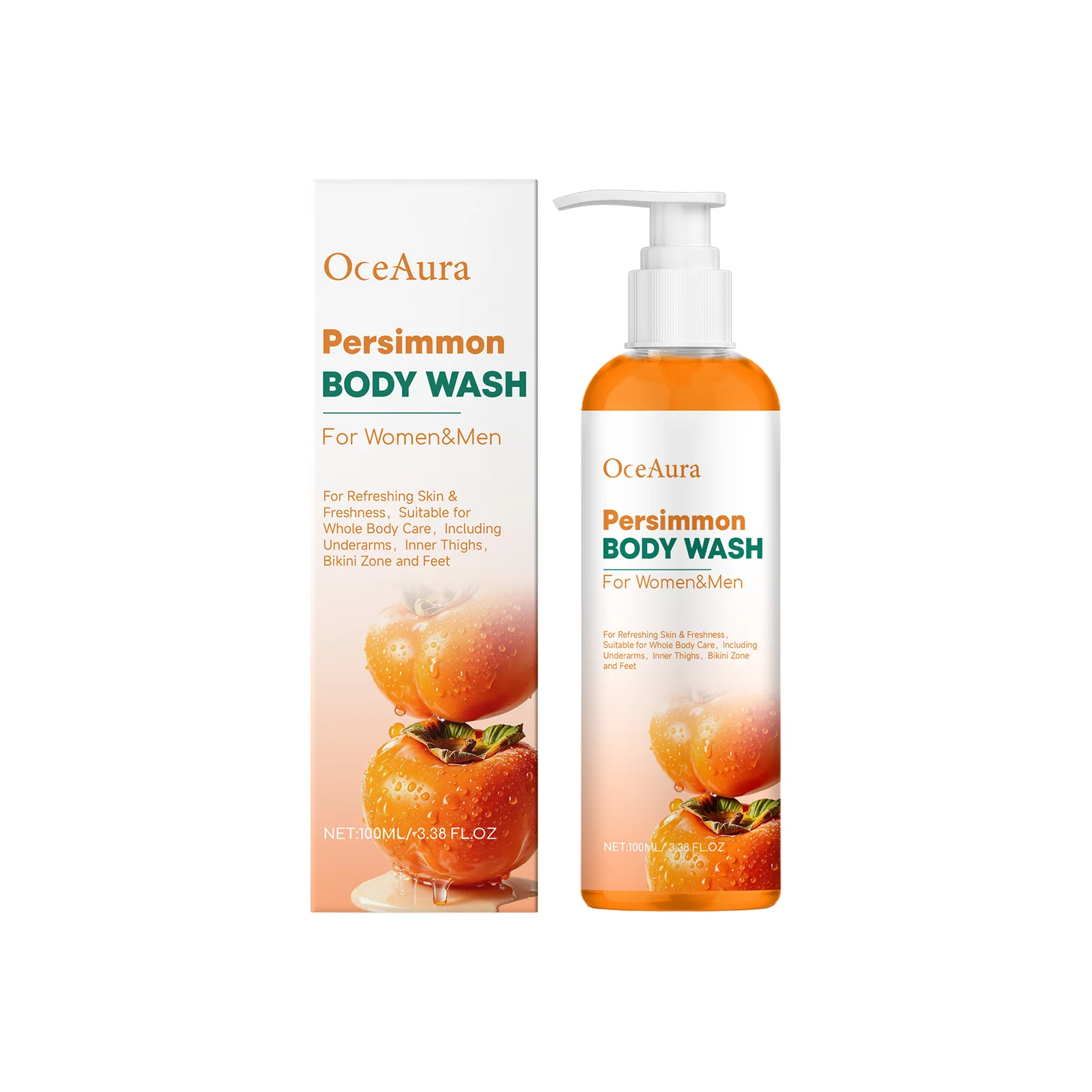 Persimmon Body Wash Shower Gel Body Odor Remover Rich Foam Deep Cleansing Improving Smoothness Nourishing Refreshing Body Care