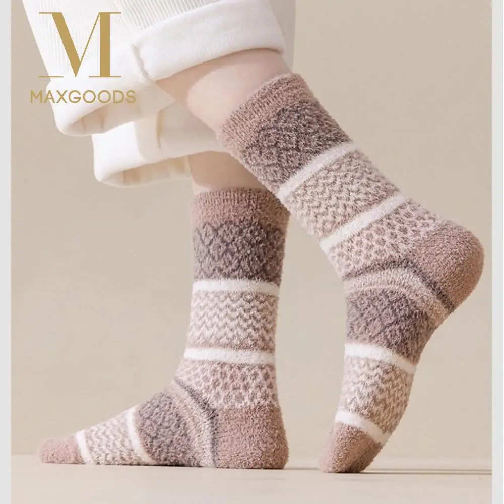 

Модные осенне-зимние носки из кораллового флиса, утепленные носки для сна, мягкие полуфлисовые носки среднего размера для женщин и девочек