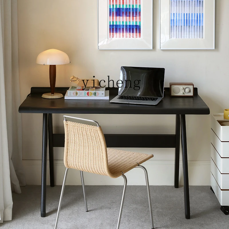 Bureau de style rétro nordique YFY, en bois massif, avec plateau multi-couches, style artistique.