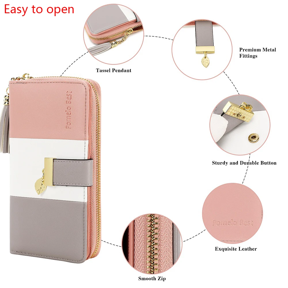 Latest model Fashion Zipper Wallets Womens large capacity Purses Handbags Coin Purse 9 Cards Holder PU Leather Billfold Wallet