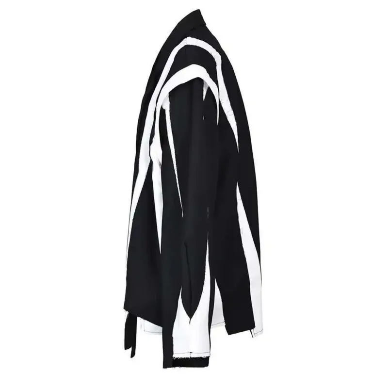 HKSH Spring Autumn New Women's Blazer Color Block Notched Collar Single Button Korean Personality Fashion Elegant Jacket HK14992