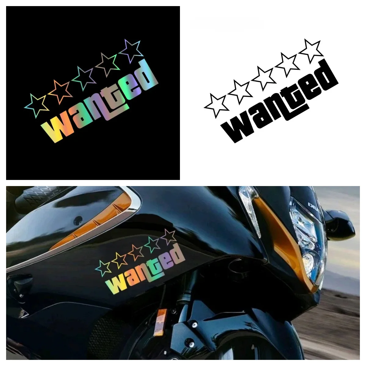 

Светоотражающие автомобильные наклейки Badass Wanted - лазерные виниловые наклейки для бампера окон, водонепроницаемый устойчивый к царапинам декор для мотоцикла