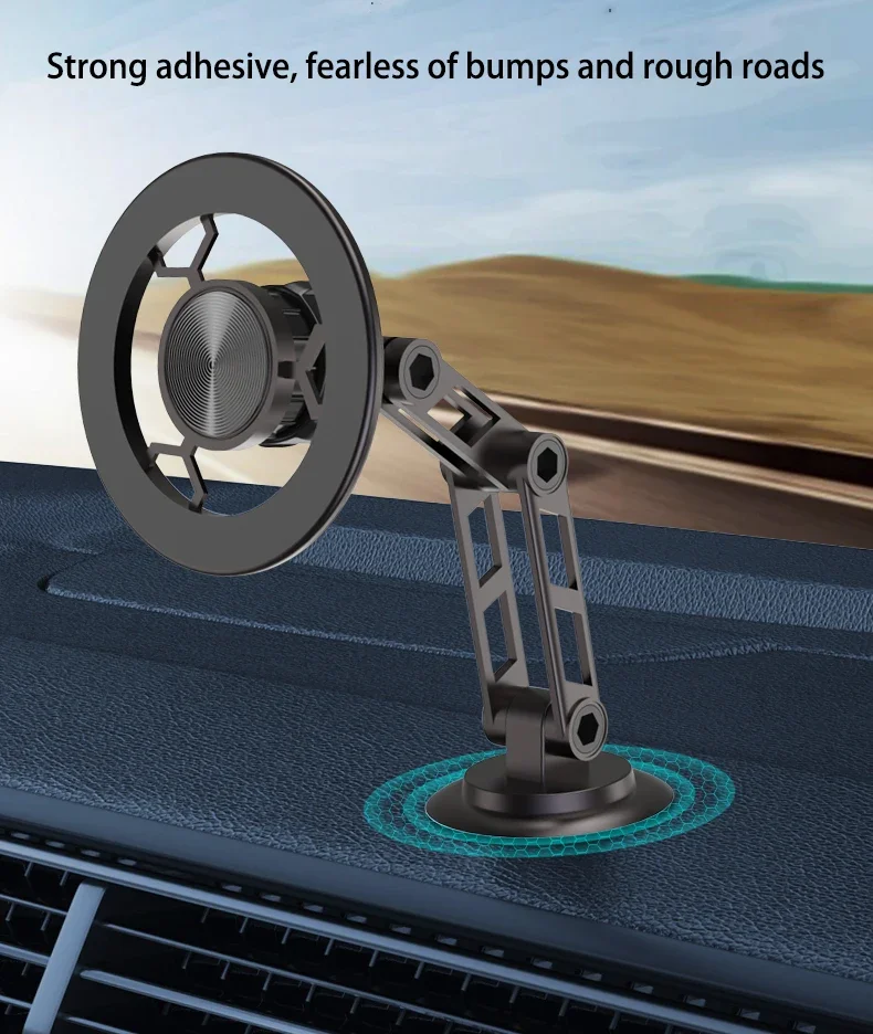 360 Rotation Foldable Magsafe Magnetic Car Phone Holder Auto Dashboard Windshield GPS Navigation Car Bracket Zinc Alloy Stand