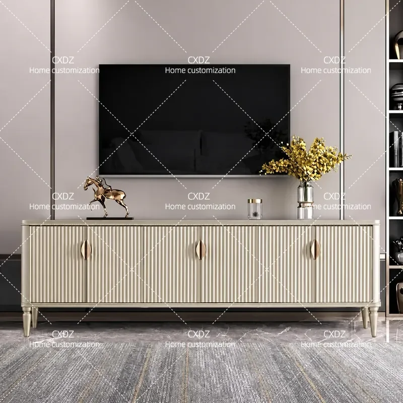 Light Luxury TV Cabinet Living Room Floor Cabinet Small Apartment Bedroom Locker Simple Solid Wood Dining Side Cabinet Wall