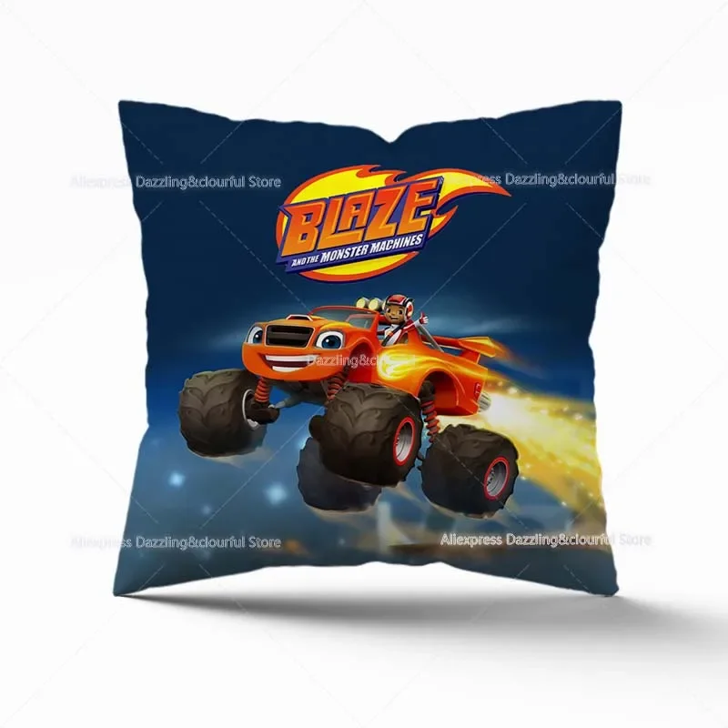 Fundas de almohada de Anime Blaze and the Monster Machines para sofá, funda de almohada de coche, decoración del hogar, fundas de cojín sin almohada, 45x45cm