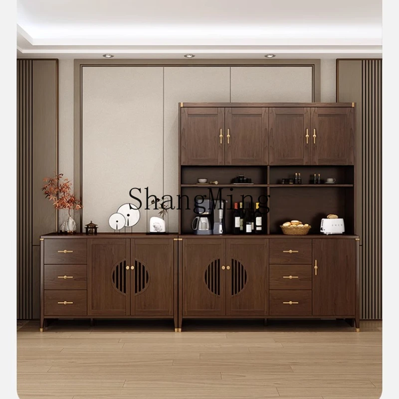 

ZYY new Chinese side cabinet integrated wall tea cabinet living room solid wood storage household kitchen storage cupboard