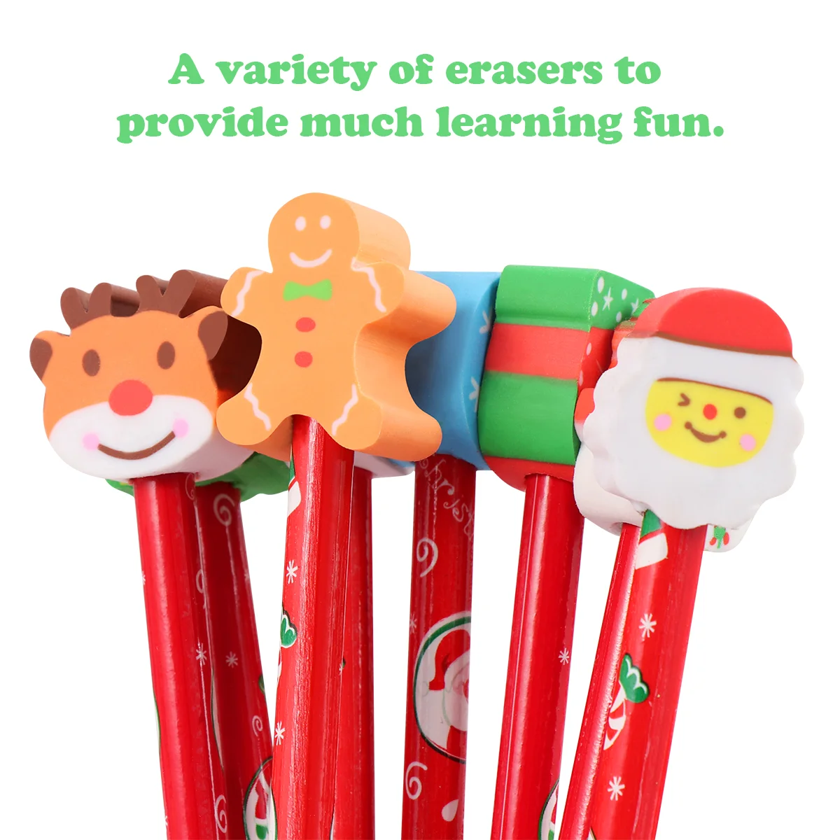 Erasers Cartoon Pencil with Kids Christmas Bamboo School Supplies Pencils Child