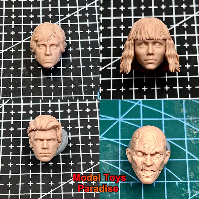 Unpainted 1/12 Scale Soldier Star Wars Head Sculpt Jedi Knight Sith Lord White Model Head Carving Fit 6inch Action Figure Body