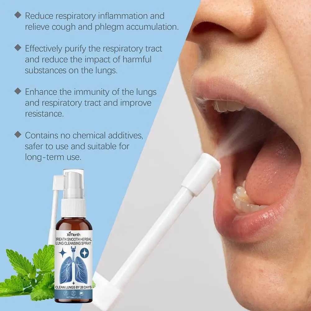30ml Herbal Lung Cleanse Mist Breathing Smooth Spray Herbal Mist Health Care Herbal Lung Cleanse Spray Powerful Lung Support