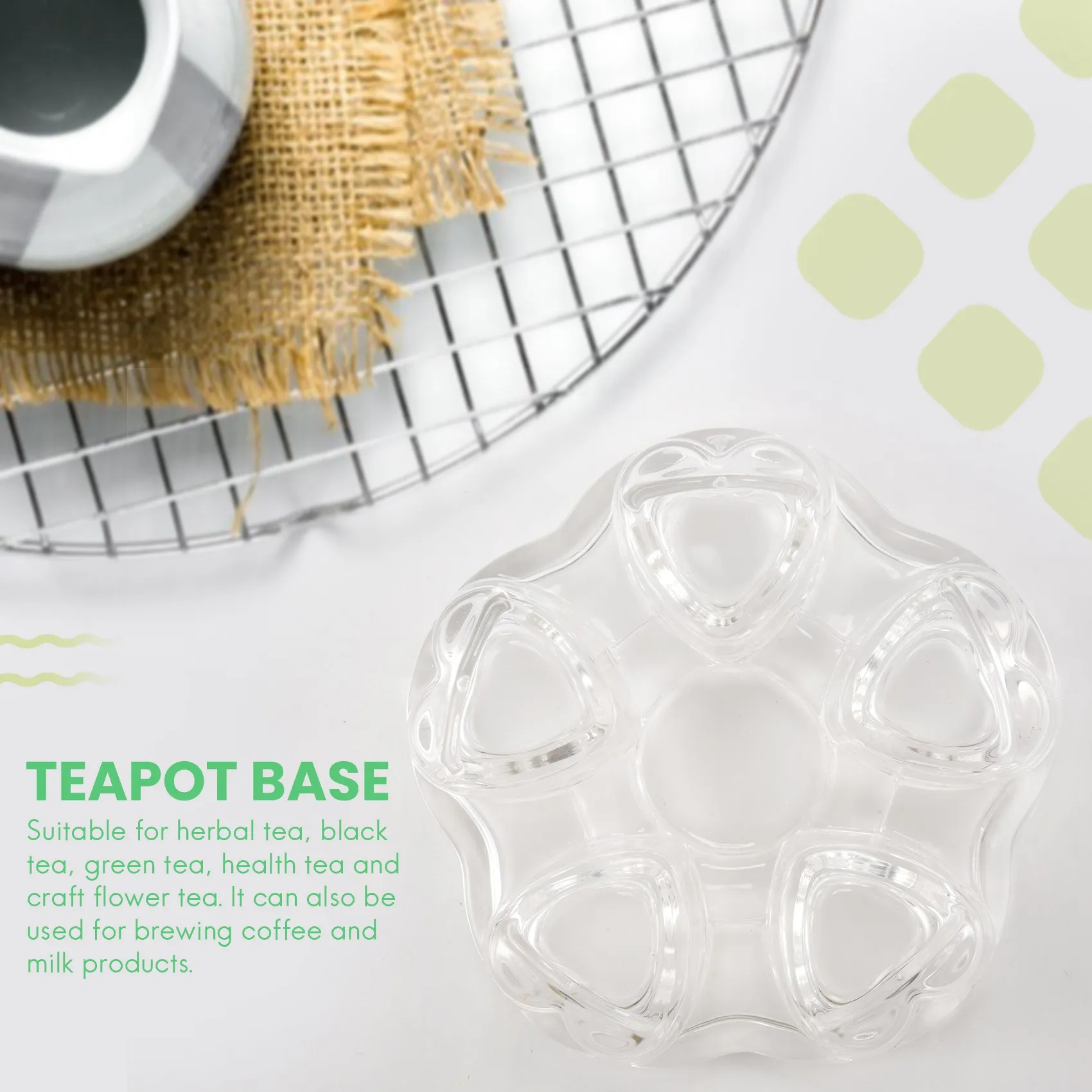 AB53 Clear Glass Heat-Resisting Heart Shape Teapot' Warmer Heater Base Candle Holder