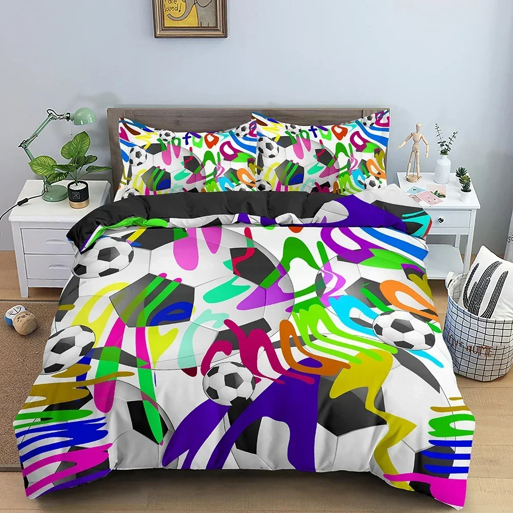

3D Football Print Soccer Sport Bedding Set Single Twin Double Queen King Cal King Size Bed Linen Set