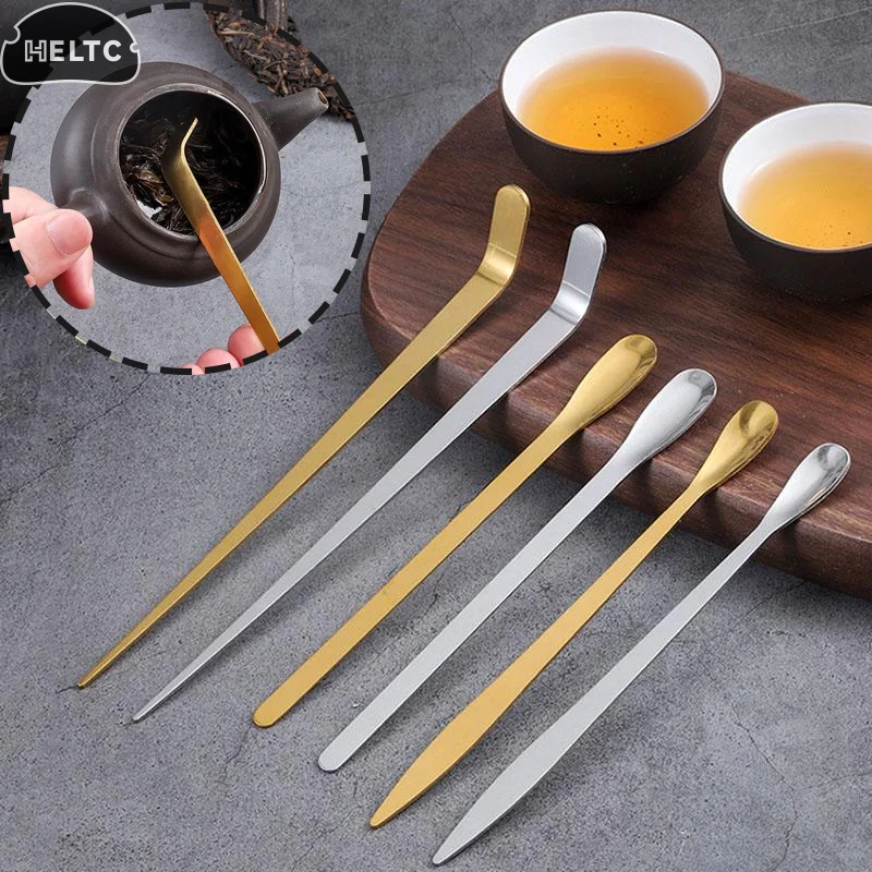 Stainless Steel Tea Needle Stick Gold Silver Matcha Spoon Tea Scoop Tea Ceremony Teaware Kitchen Tool Cleaning Pot Measuring Tea