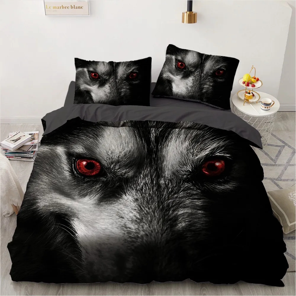 3D Wolf Duvet Cover Set Polyester Bedding Set With Pillowcase 3pcs 265x228 260x220 240x220 200x230 200X220 200X200cm