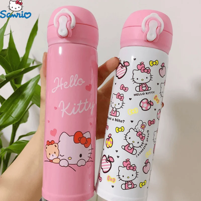 350/500ml Sanrio Hello Kitty Insulated Water Bottle New Kid Thermos Pink Cartoon Stainless Steel Thermal Bottle Festival Gifts