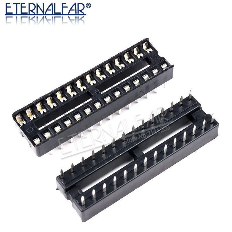 Hzy Connectors 28pin IC Sockets 10PCS 2.54mm  Through Hole Stamped pin Open Frame IC Dip Socket,Pitch Through Hole Dip Socket