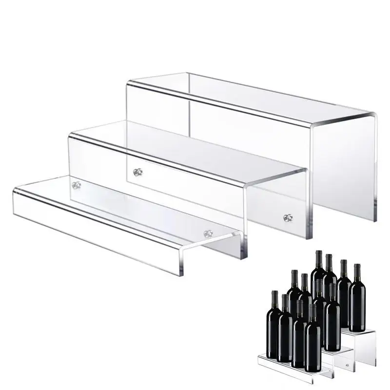 

Bar Counter 3 Tiers Acrylic Risers Liquor Display Racks Stands Desktop Shelving Accessories For Living Room Dining Room Kitchen