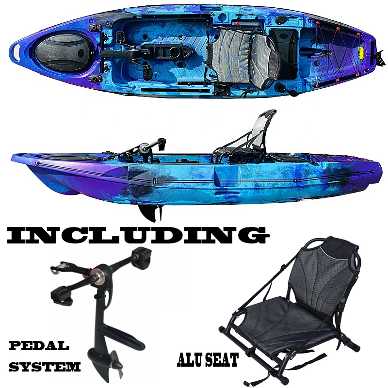 Factory Sale plastic single fishing pro angler pedal powered  kayak with canoe for sale