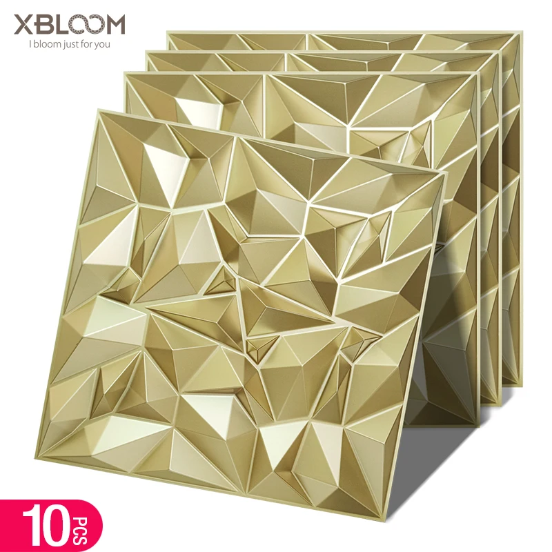 10pcs 30cmx30cm Diamond Design Decorated 3D Wallpanel, Matte White/Black/Golden, Diy Home Decoration Wallboard Wall stickers