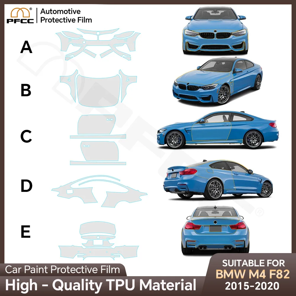 Pre-cut PPF Bra 8.5Mil TPU Paint Protection Film For BMW M4 F82 2015-2020 Car Body Clear Anti-scratch Resistant Car Accessories