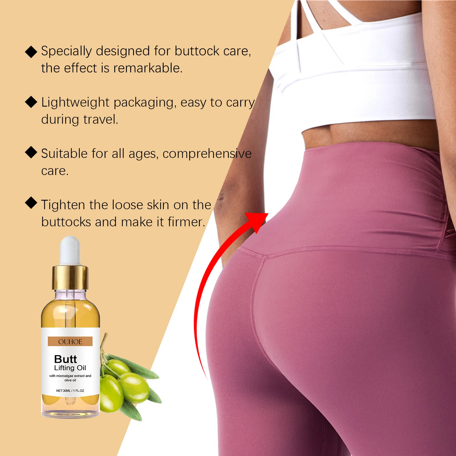 Hip Lifting Oil Buttock Lifting Oil Firming Nourishing Moisturize Tighten Shaper Bum Sexy Body Butt Massage Care Essential Oil view 3
