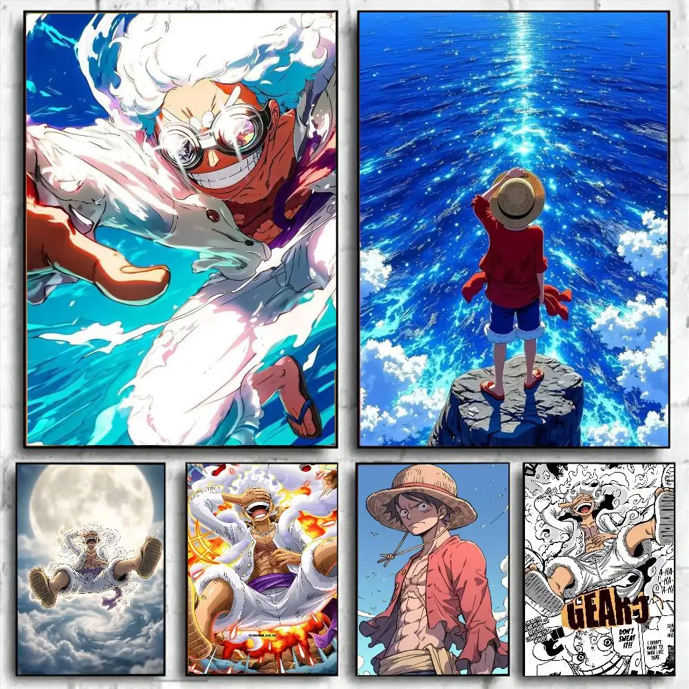 One Piece Gear Fifth Luffy Anime Poster HD Canvas Wall Art Waterproof Print Bedroom Living Decor Gift