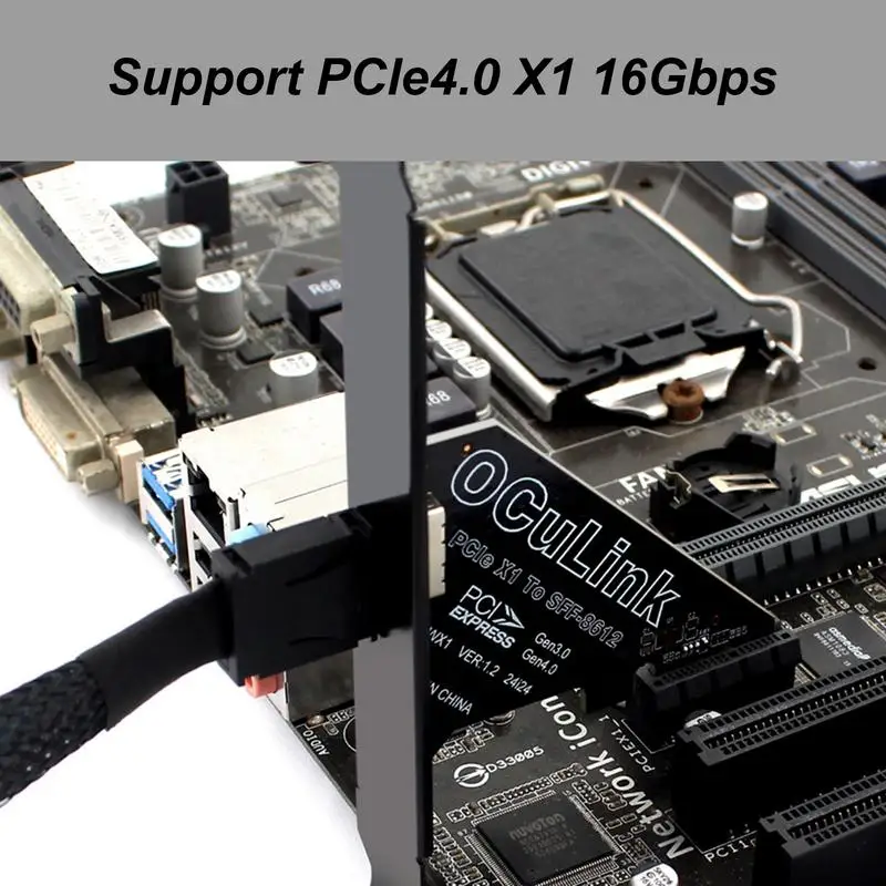 

NEW 32Gbps PCI Express 4.0 X4 to Oculink SFF-8612 Expansion Card Riser Converter + Low Profile Bracket for U.2 SSD Graphics Card