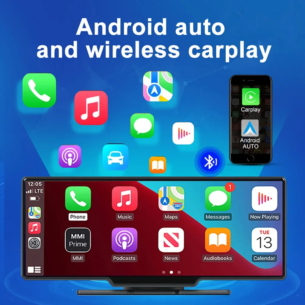 4G FHD 1080P Android 10.0 CarPlay & Android Auto Navigation Dash Cam Dashboard Car DVR support google map