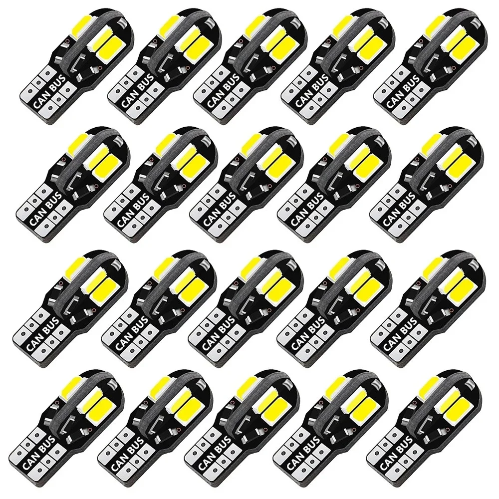 

20PCS W5W T10 LED Bulbs Canbus 8SMD 12V LED Car Interior Map Dome Lights Parking Light Auto Signal Lamp