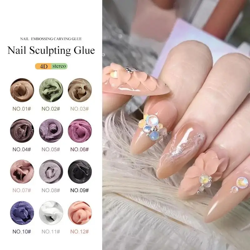 Nail Carving Glue Three-dimensional Shaping Relief Glue Phototherapy Nail Polish Glue Uv Modeling Clay Nail Art Tools