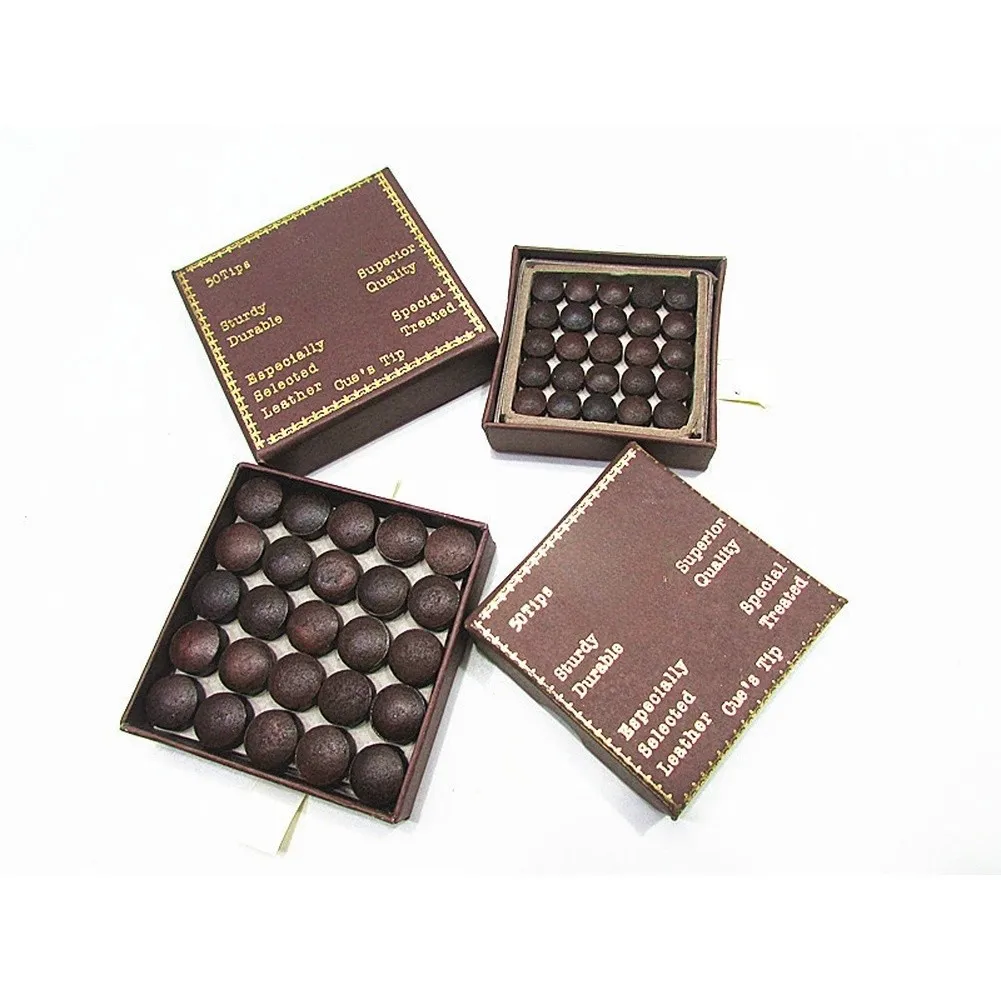

For Pool Billiards Snooker Leather Cue Tips 10 11 12 13 MM Cowhide Construction 50PCS Pack for Cue Performance