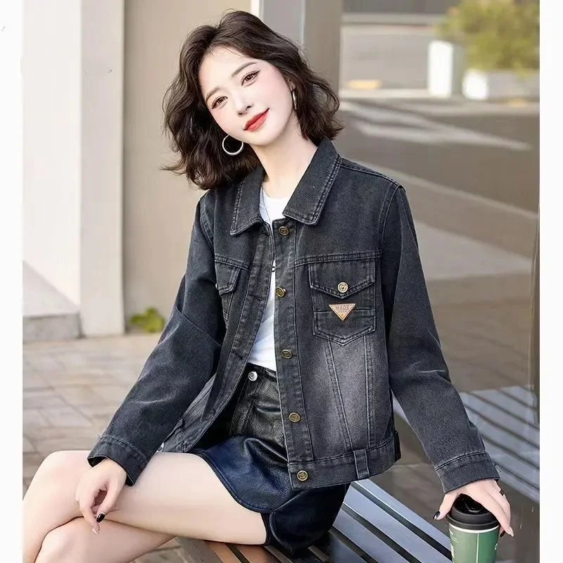 

Fashion Cowboy Coat Women 2025 New Spring Autumn Little Cowboy Jacket Female Short Retro Loose Jeans Outwear Joker Overwear Tops