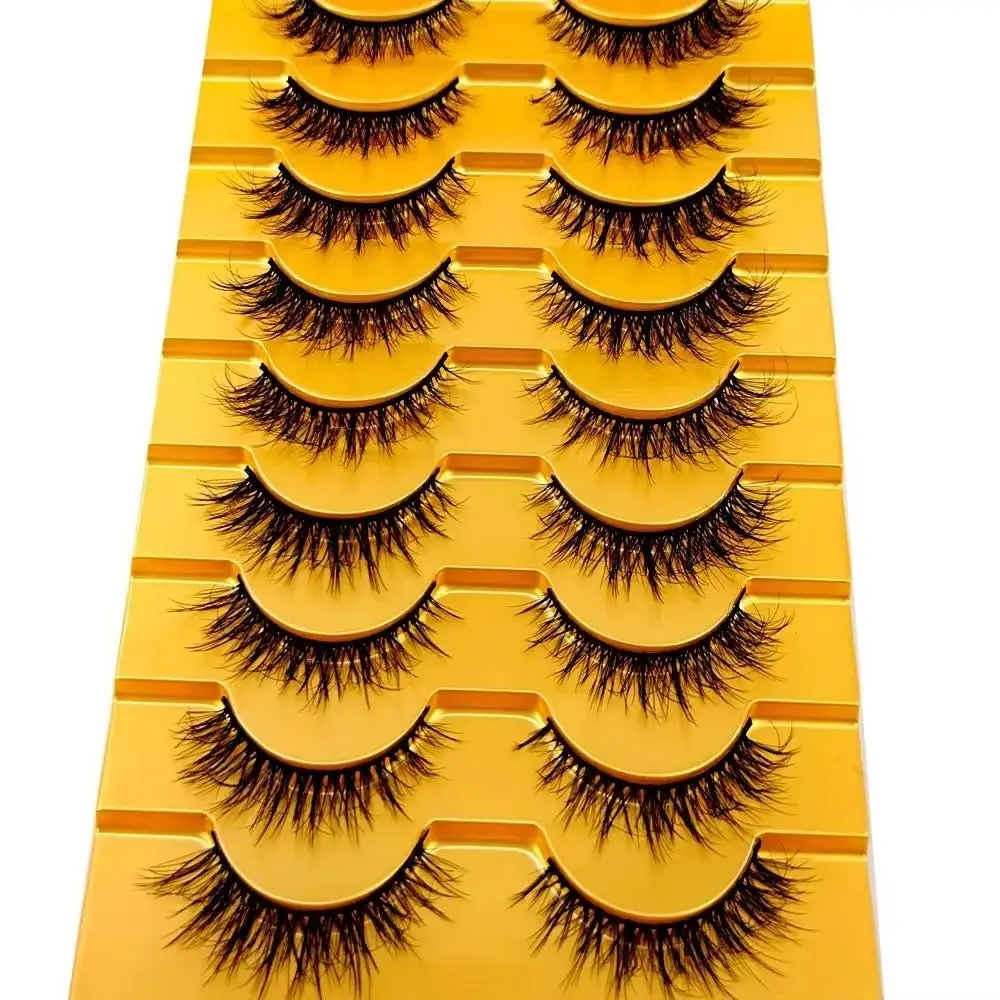 HBZGTLAD جديد 10 أزواج ثلاثية الأبعاد رموش بالمنك دليل ذكي كامل لاش رموش بالمنك 8D رموش بالمنك الطبيعية قصيرة الرموش الصناعية