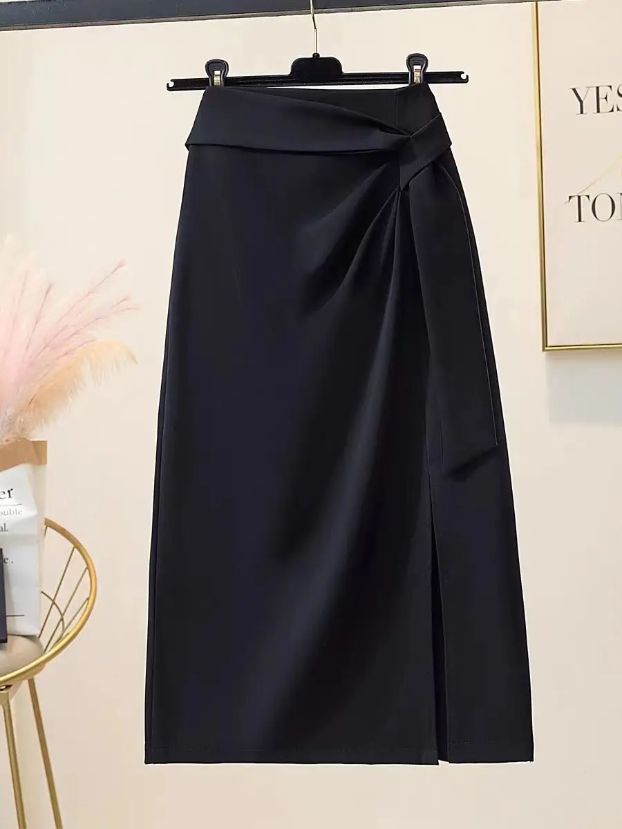 Jupe mi-longue trapèze assortie, nouvelle collection printemps et été, vêtements pour femmes, look Slim, taille haute, jupe fendue mi-longue