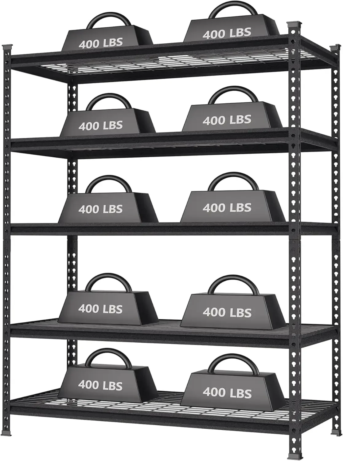 5-Tier Metal Storage Shelving Unit, 48”W x 24”D x 72”H, Adjustable Storage Rack Heavy Duty Shelf, 4000 lbs Load Capacity