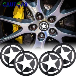 4Pcs Car Wheel Hubcaps Stickers Five-Pointed Stars Logo Badge Hub Decal For Jeep Cherokee Compass Trail Hawk Liberty Commander