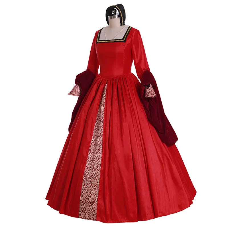 Medieval  Elizabeth Tudor Queen Red Dress Victorian Tudor Period Anne Boleyn Cosplay Costume Ball Gown Custom Made