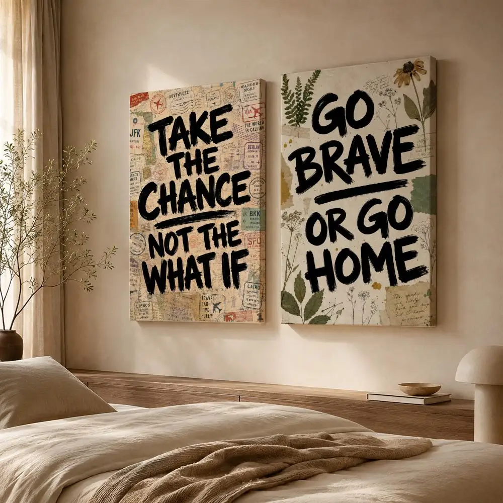 Risk Is Always Better Than Regret Framed Wall Painting Ready to Hang Canvas Art Poster for Living Room Bedroom Home Decor Decals