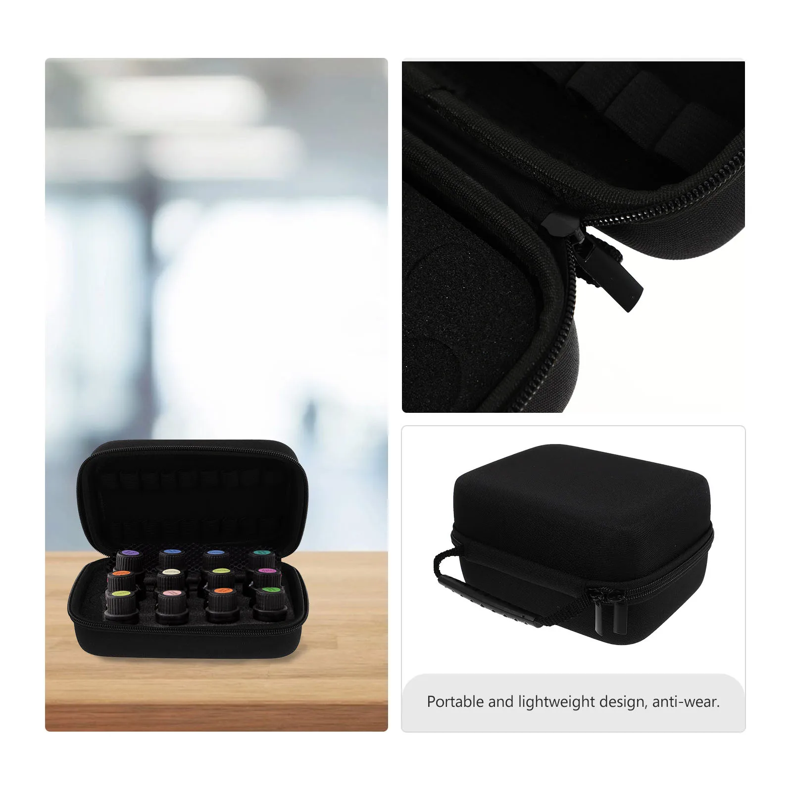 

1Pcs Essential Oil Storage Pouch Black Versatile Oil Holder Multi-Grid Design Durable Bag Multigrid Storage Bag