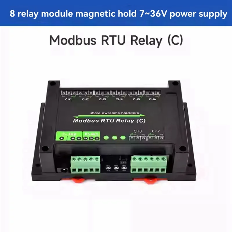 

BNVN-DIN-Rail 8-канальный релейный модуль RS485 Реле магнитного удержания Протокол Modbus RTU Многоизолирующая схема защиты