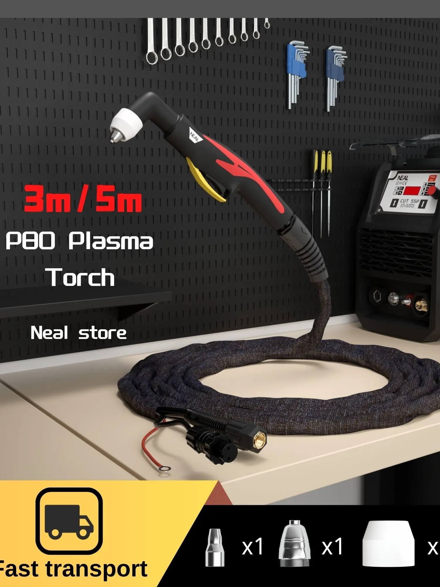 NEAL P80 Palnik do cięcia plazmowego łukiem pilotującym 10/16 stóp Palnik do cięcia kabli PLC55P LGK60 LGK80 LGK100 Bend — 2