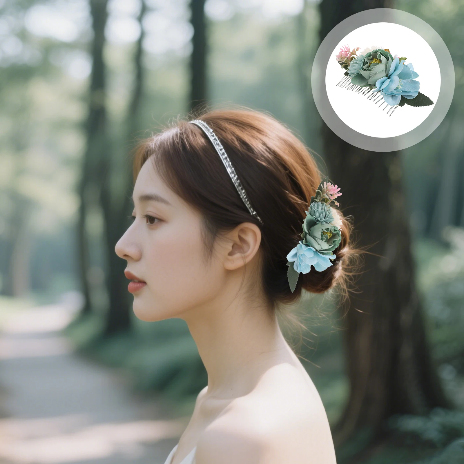 

Natural Faux Flower Comb for Wedding Bridal Accessories Lightweight Bohemian Style Beach Ceremony Headpiece Bride for Women