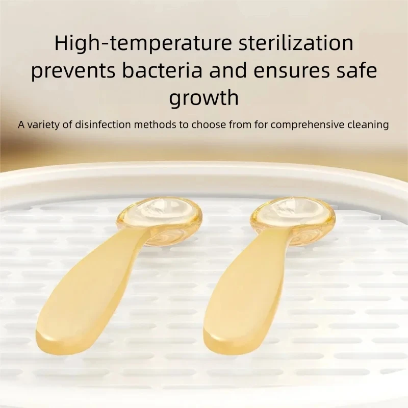 الطفل PP ملعقة سهلة التنظيف حجم صغير الفطام الطفل يميل ملعقة تصميم آمن غطاء مقاوم للغبار ملعقة مريحة لتغذية الوليد #3