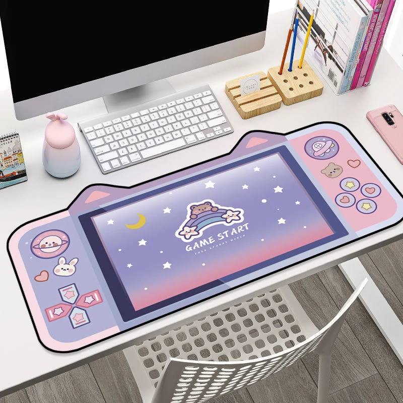 

Kawaii Cat Ears Gaming Mouse Pad 40cm*80cm Super Cute Thickened Office Computer Big Mouse Pad Keyboard Non-slip Mats