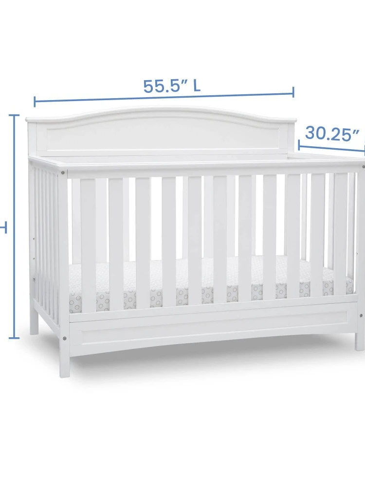 2023 NewConvertible Crib and Changer in White,Non-Toxic Finish, New Zealand Pinewood