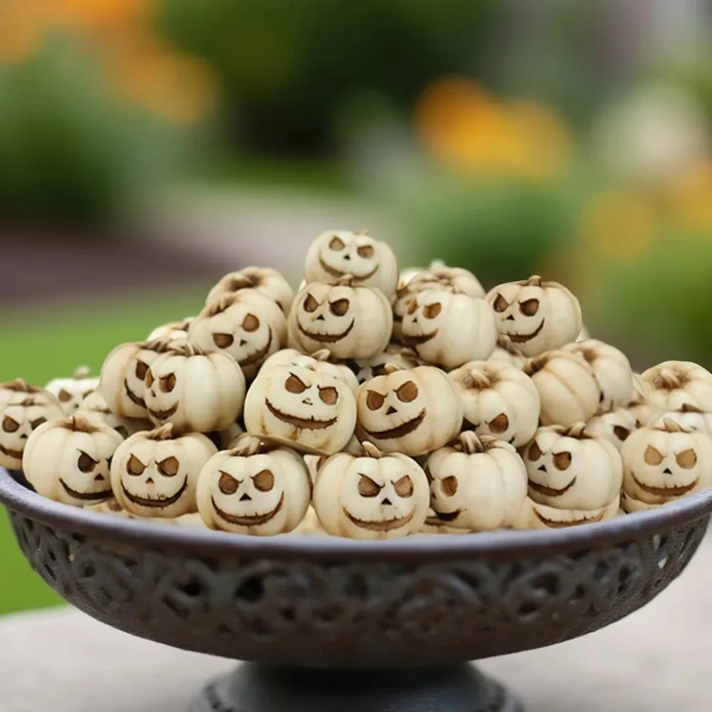 20PCS Halloween Resin Pumpkin Decorations Reusable Mini Realistic Pumpkins Creepy Garden Micro Landscape Bonsai Decoration
