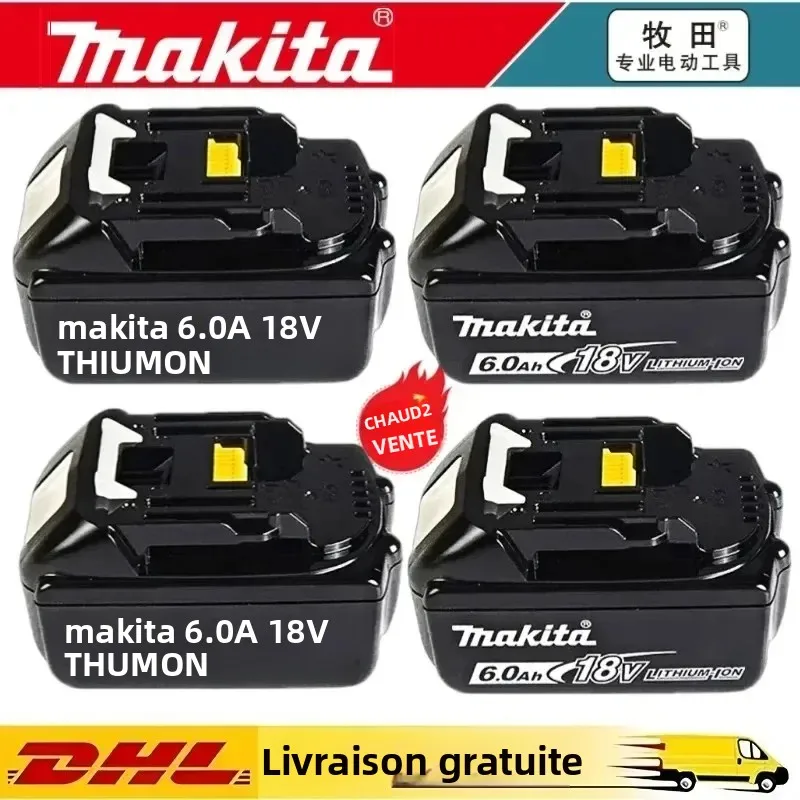 Batterie d'origine Makita BL1860 6Ah pour outils électriques Li-ion, remplacement LXT BL1850 BL1840 pour tournevis 18V avec BMS, batterie 18V
