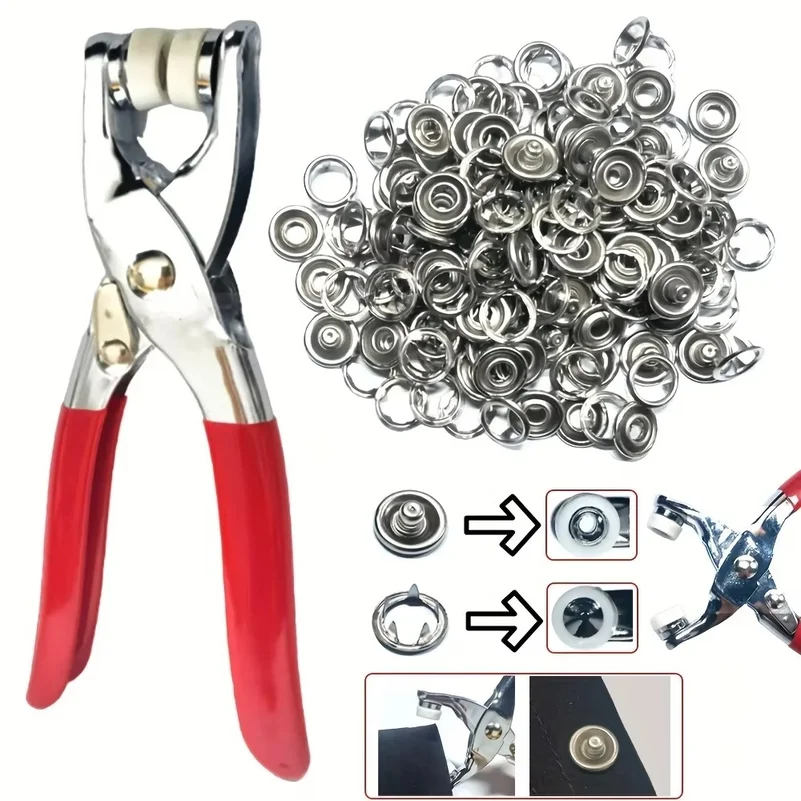 Snap Button Plier - 200pcs Metal Sewing Buttons And 1pc