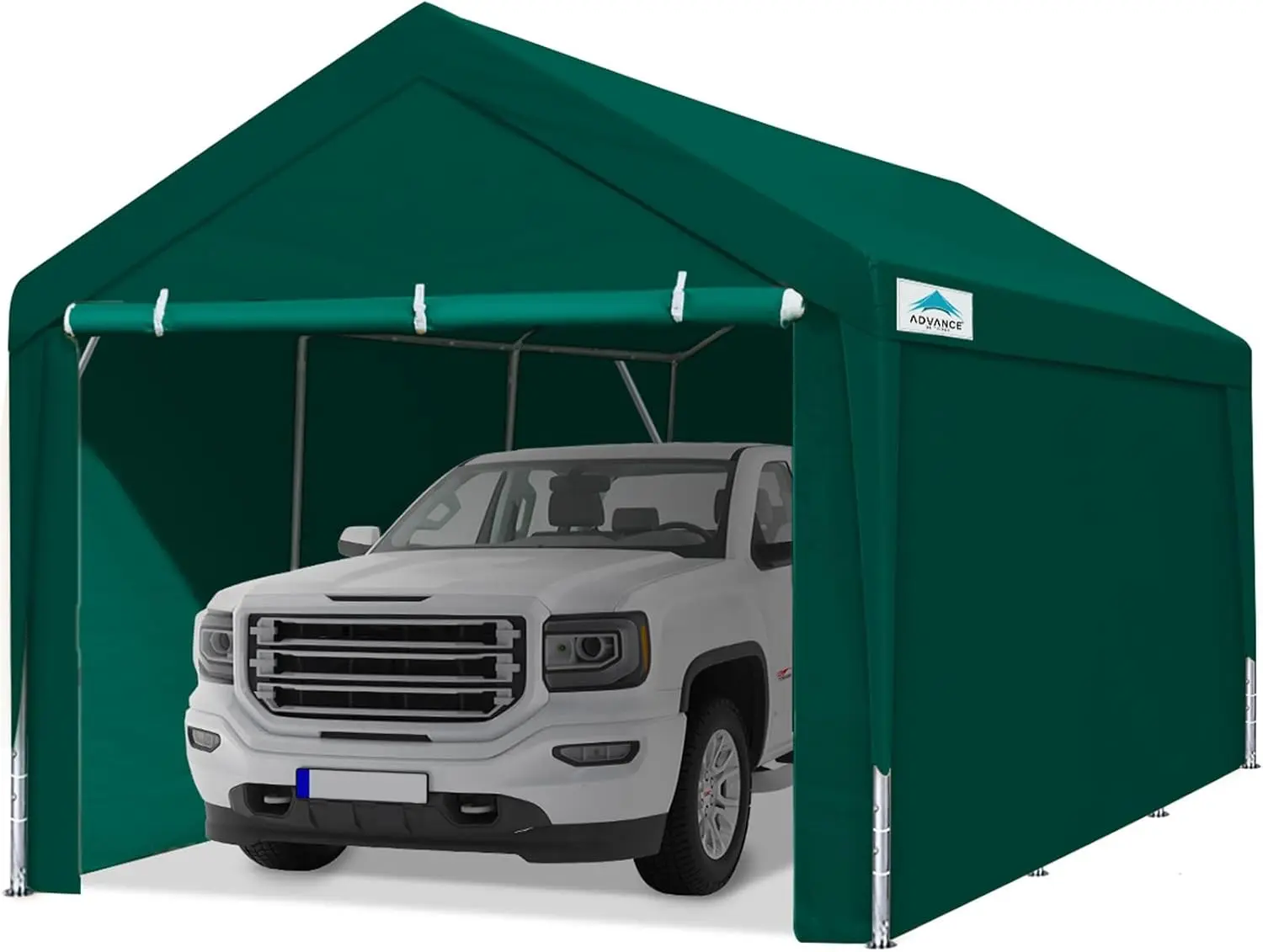

Advance Outdoor 12X20 Ft Heavy Duty Carports With Sidewalls And Doors, Adjustable Height From 9.5 Ft To 11 Ft, Car Canopy